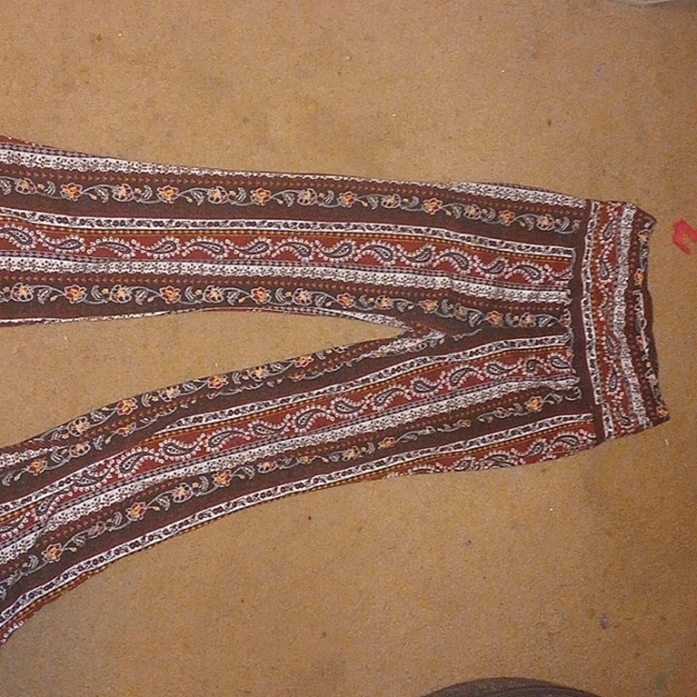 Red white and black flared leggings